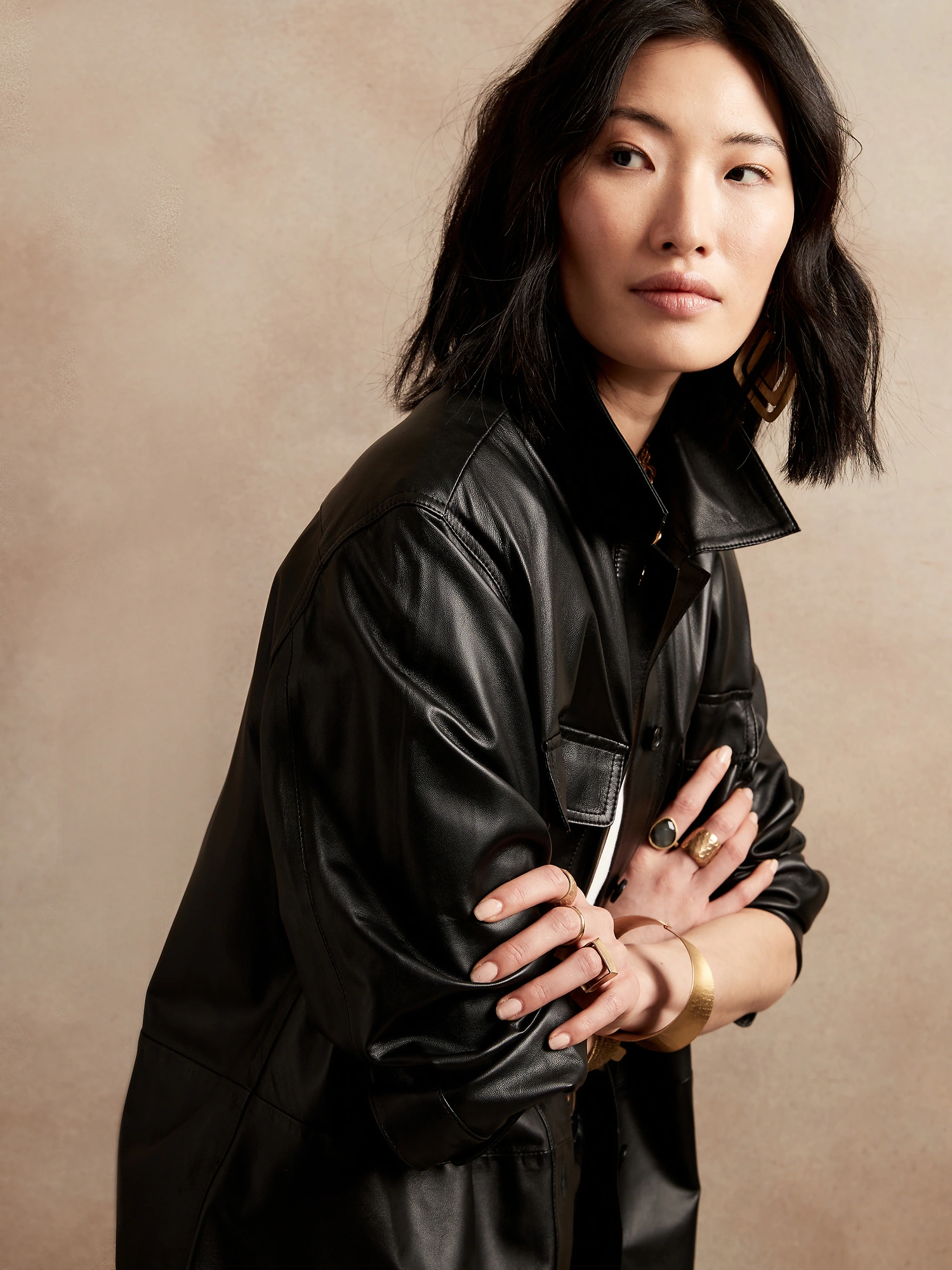 Leather Shirt Jacket
