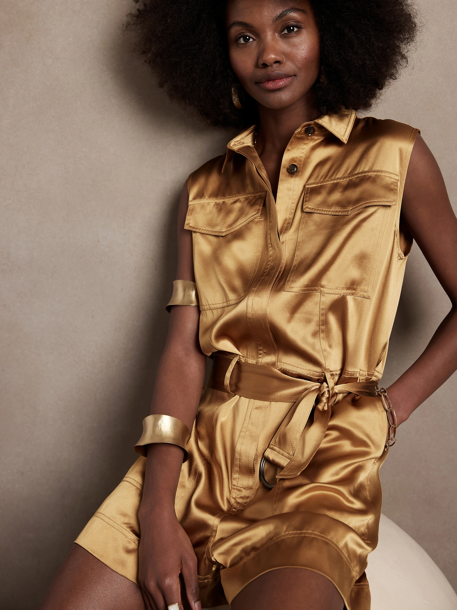 Silk Utility Romper