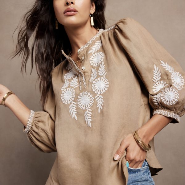 Embroidered Linen Blouse